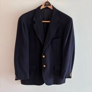 Vintage Richard Bennett Navy Wool Blazer 42R USA Union Made Gold Buttons